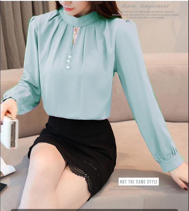 Áo Cổ Lọ Ba Nút  Tay Dài Thanh Lịch Nhiều Màu