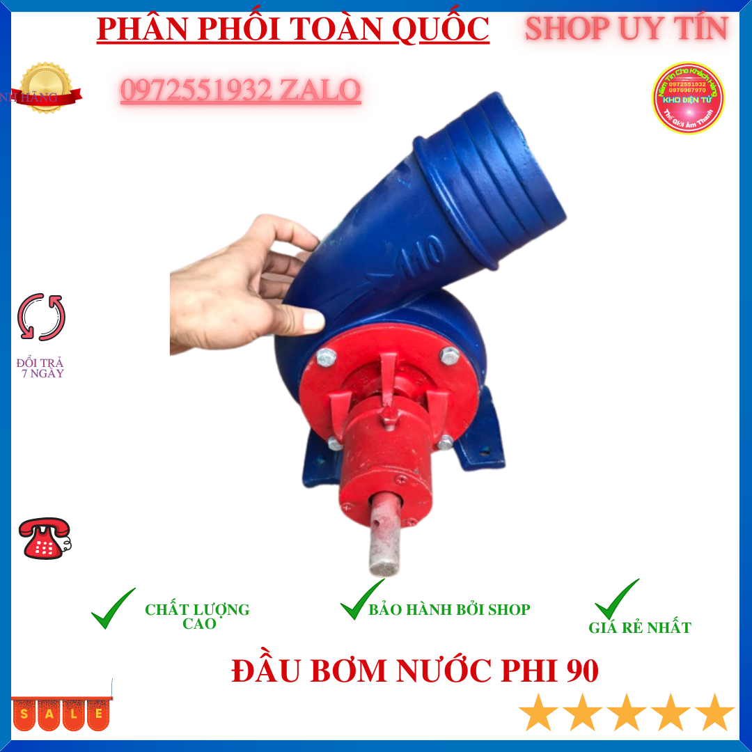 Bộ đầu bơm phi 90mm chế máy 1.5- , chế đầu nổ2.2kw