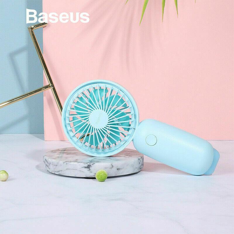 Quạt mini cầm tay pin sạc Baseus Firefly Mini Fan LV491 (Portable Rechargeable Mini USB Hand Fan) 3-Tốc Độ Có Thể Điều Chỉnh Cho Sinh Viên nhân viên văn phòng