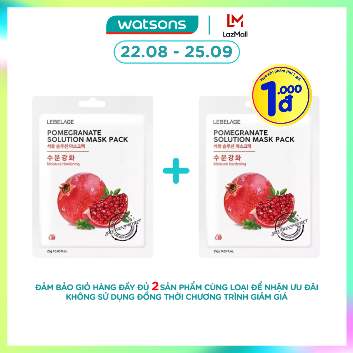 [1000đ SẢN PHẨM THỨ 2] Mặt Nạ Lebelage Pomegranate Solution Mask Pack Moisture Hardening Chiết Xuất Từ Lựu 25g