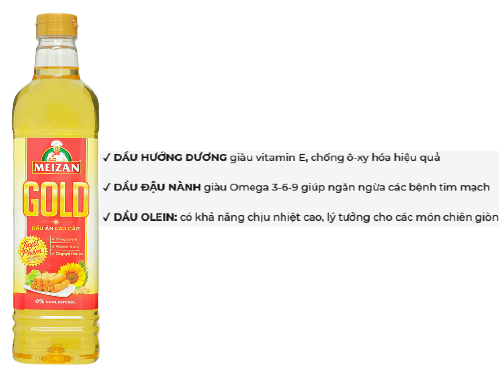 Dầu ăn cao cấp Meizan Gold chai 1 lít