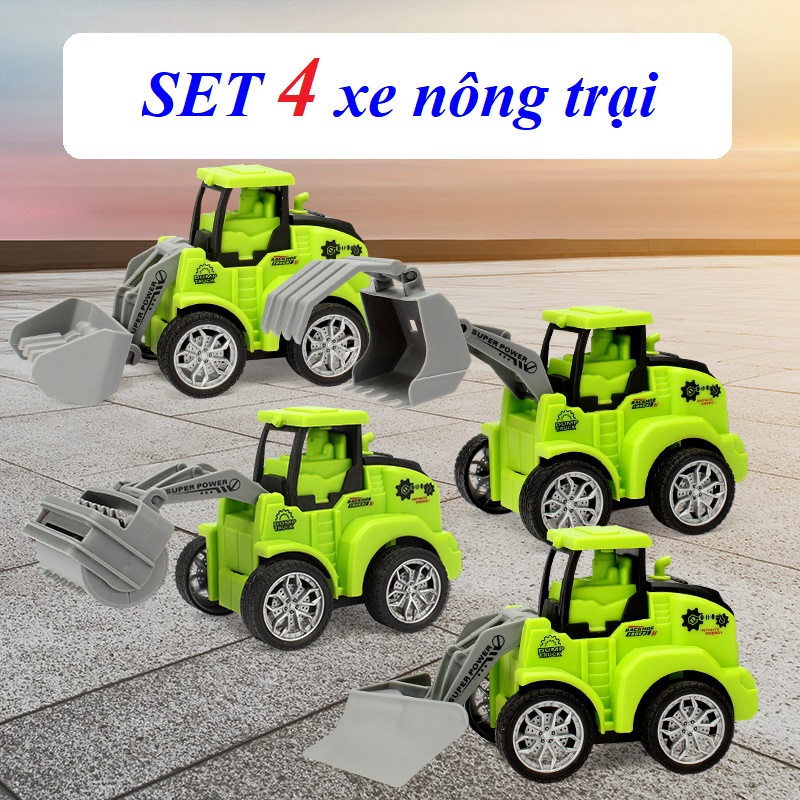 Bộ 4 xe nông trại đồ chơi cho bé