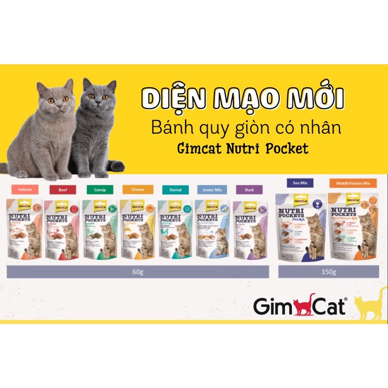GIMCAT NUTRI POCKET - Bánh thưởng có nhân cho mèo - Mixo Pet Town