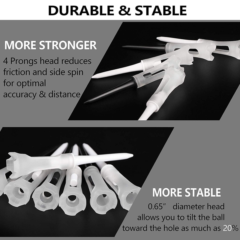 50Pcs Golf Tee Double Layer Plastic Ball Tee Soft Low Resistance Golf Seat Golf Training Tool