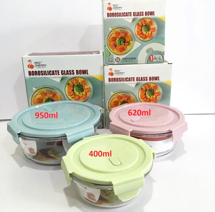 Thố thủy tinh tròn đựng thực phẩm 400ML, 620ML, 950ML[ NẮP HÚT CHÂN KHÔNG ]