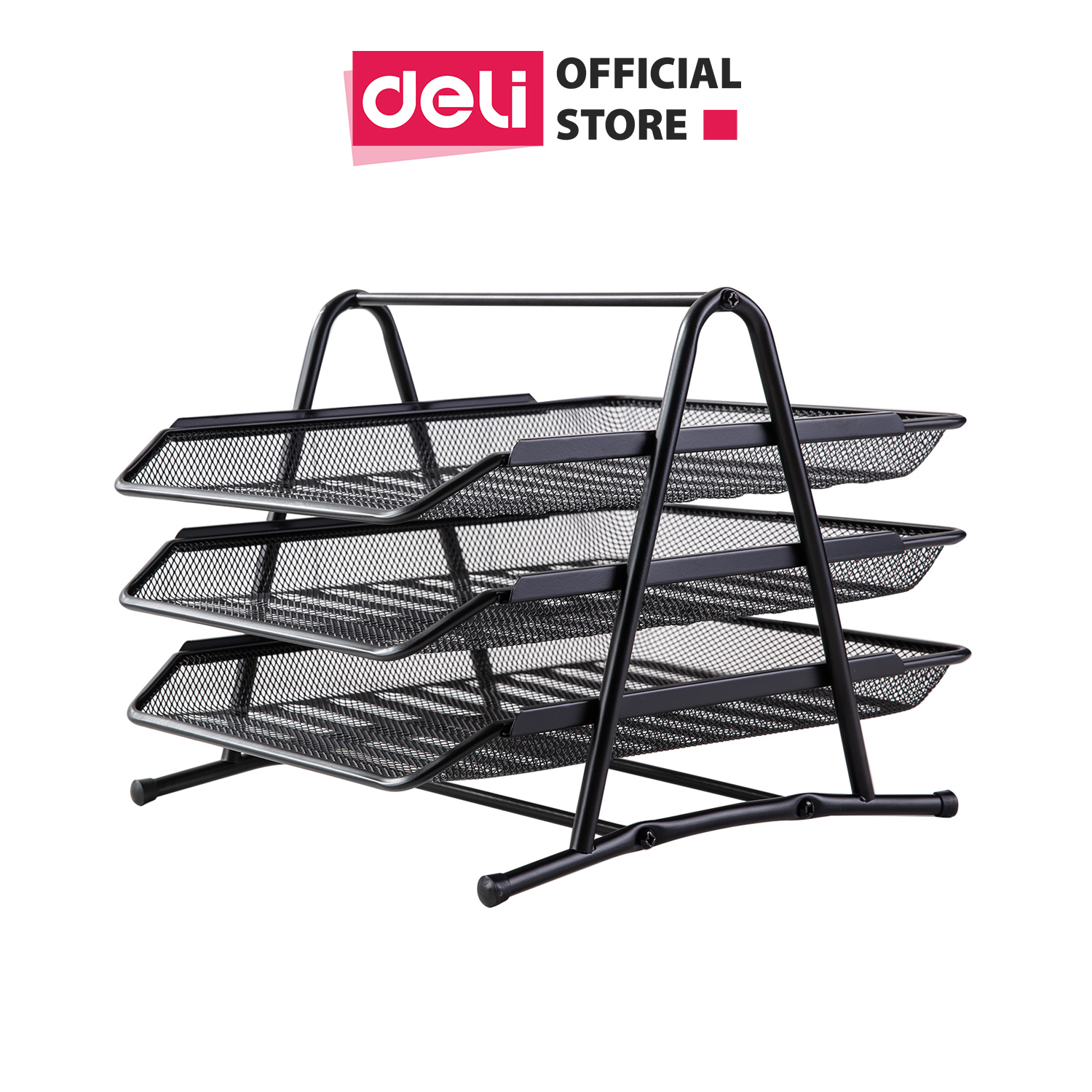 Khay đựng tài liệu 3 tầng Deli, Đen - E9181