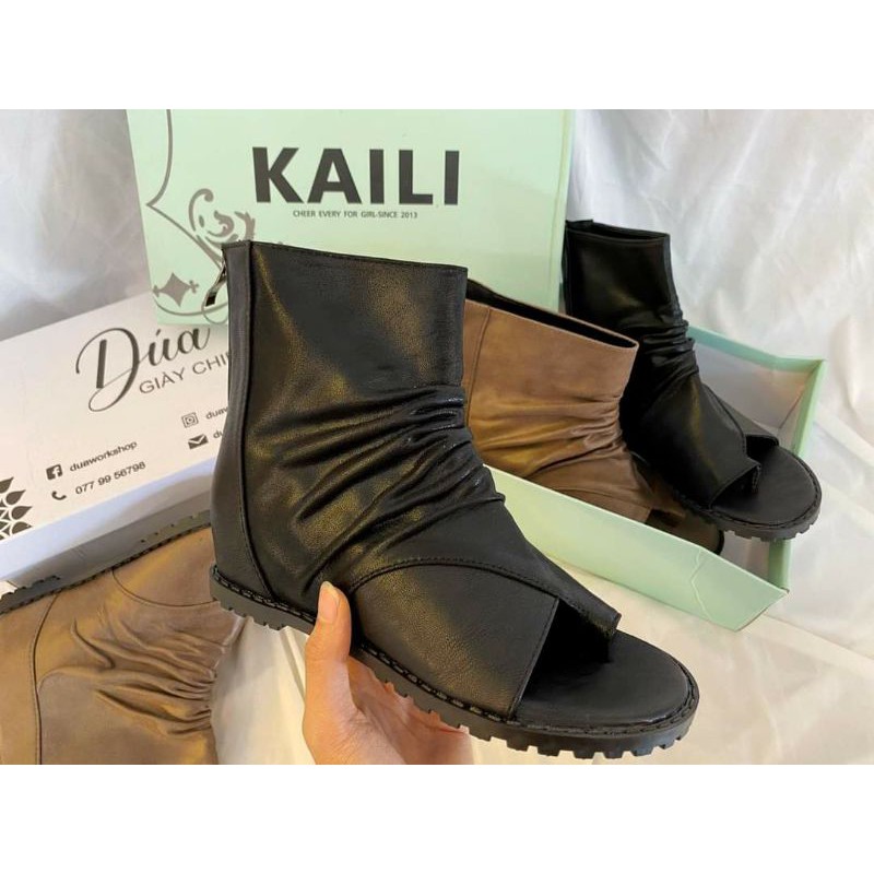 Giày Boots Xỏ Ngón Da Trơn Fullbox  Kaili