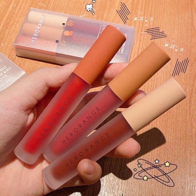 Set 3 cây son kem lì Herorange