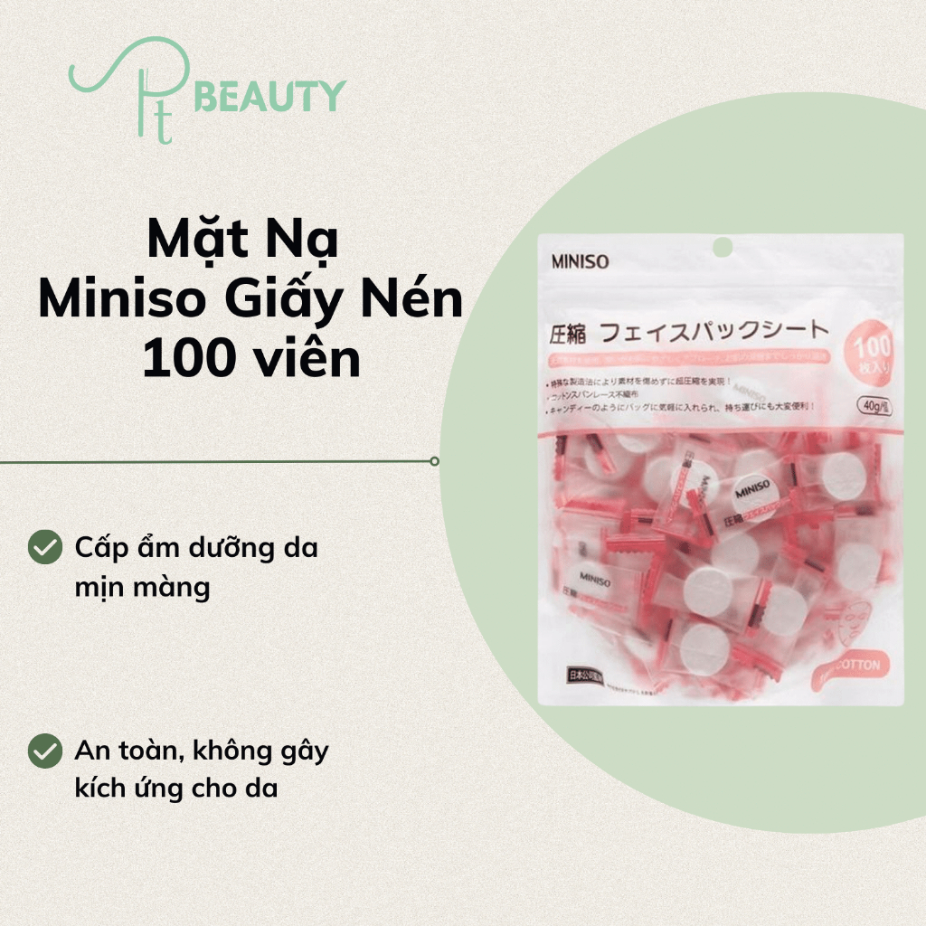 Mặt nạ miniso giấy nén 100 viên