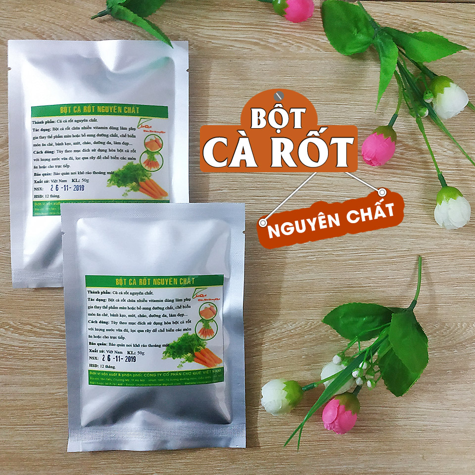 Bột Cà Rốt Nguyên Chất 20g Chợ Quê