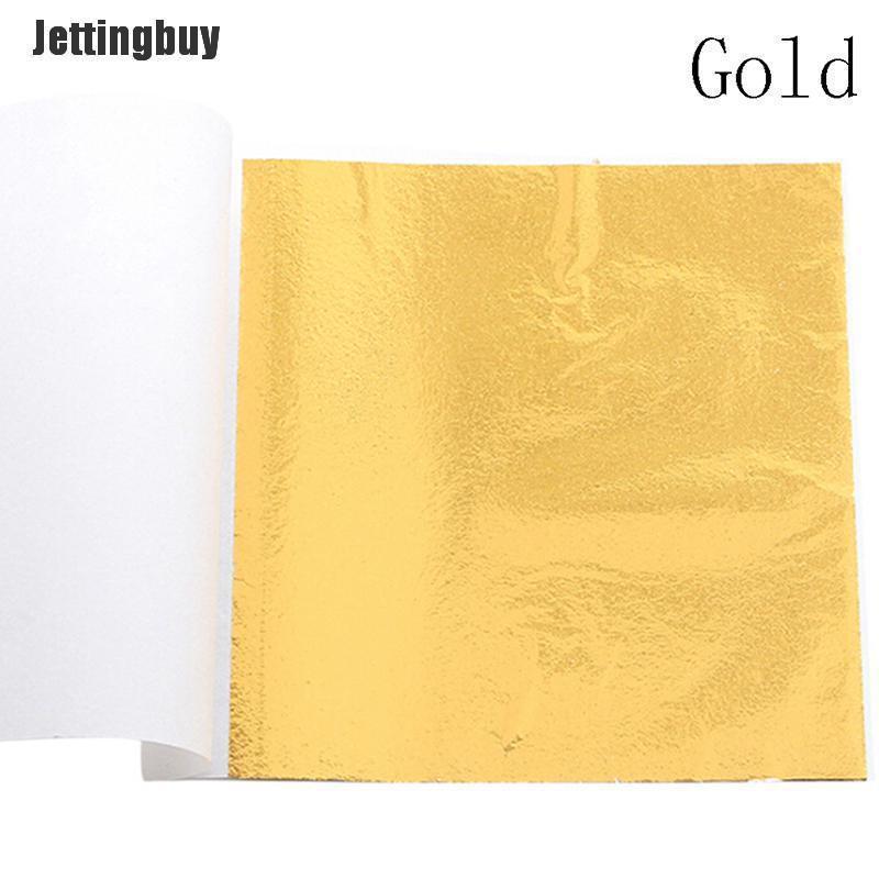 Jettingbuy 100 Sheets Gold Foil Leaf Gilding Handicrafts Craft Paper Decoration Tool