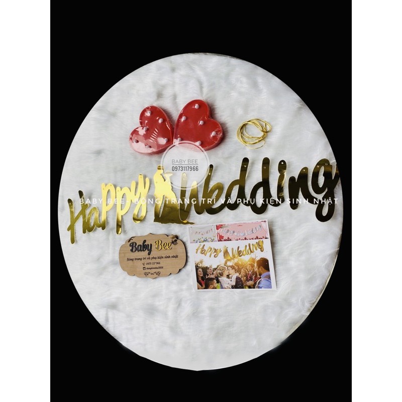 Dây Chữ Happy Wedding Mảnh Ép Kim