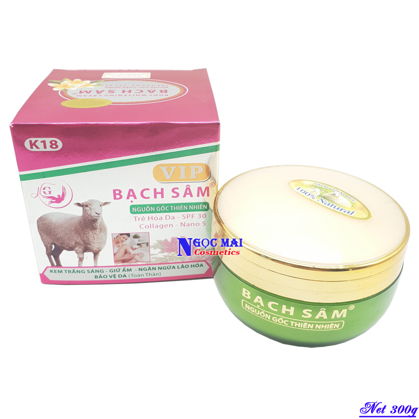 Kem trắng da toàn thân bạch sâm K18 giữ ẩm ngăn ngừa lão hóa chống nắng bảo vệ da (300g)