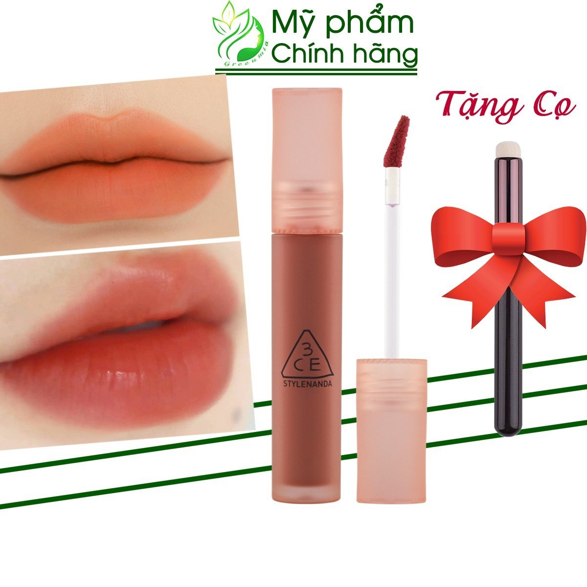 Son kem lì 3ce bake beige - nâu cam cháy cổ điển 4.6g blur water tint