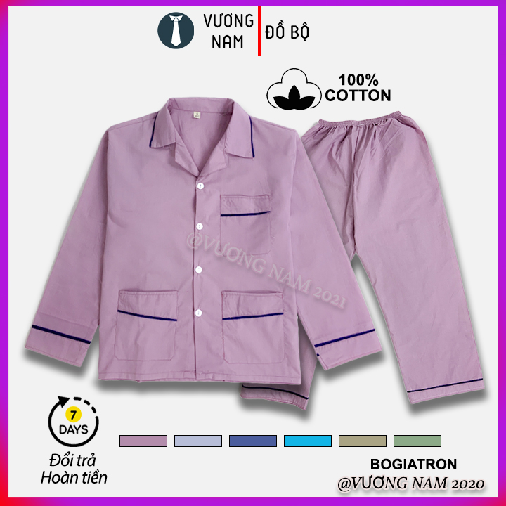 [ THANH LÝ ]  Đồ bộ pijama nam mặc nhà trung niên trung tuổi cao cấp ông già vải kate trơn sọc