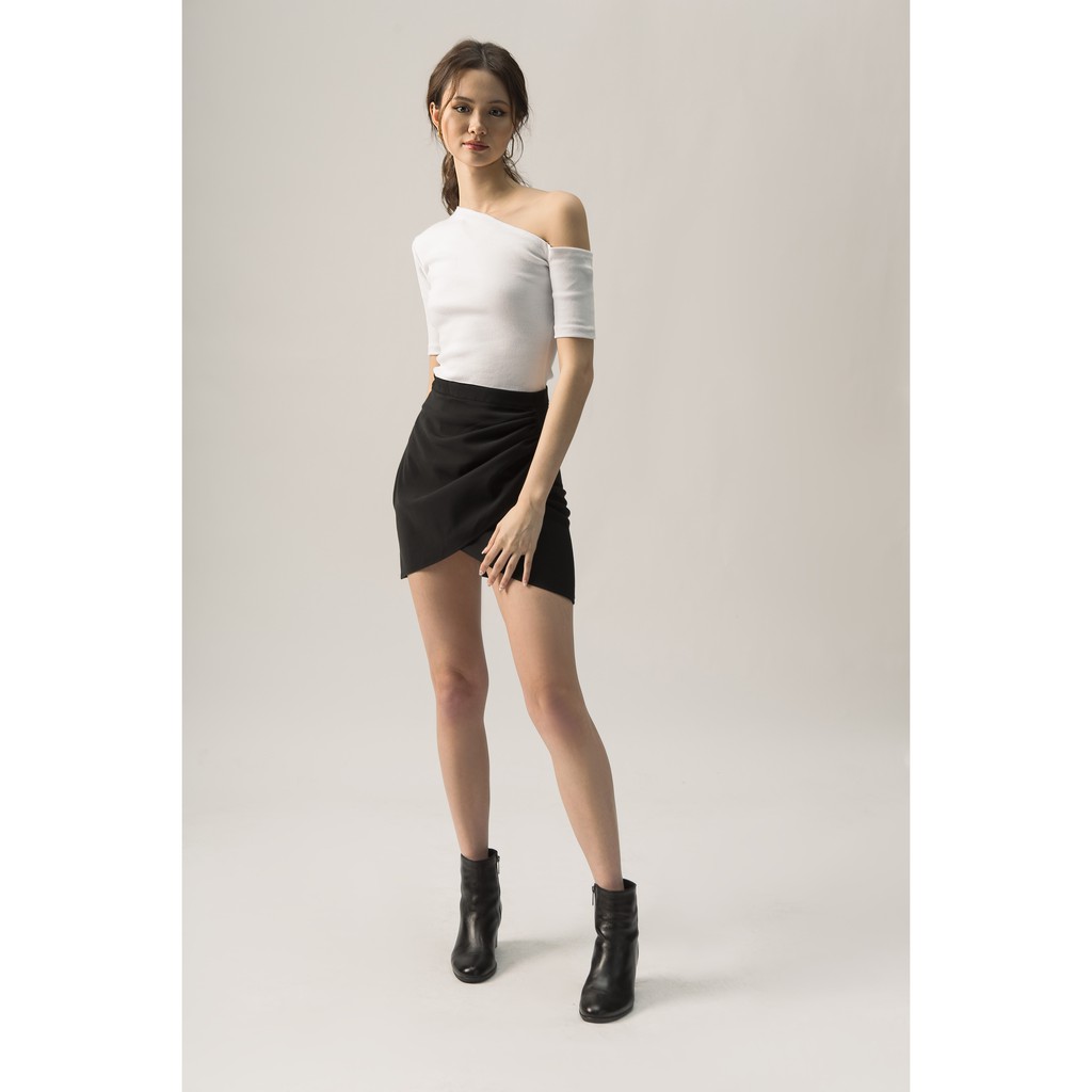Áo lệch vai - áo thun gân - CATA TOP, SOLID