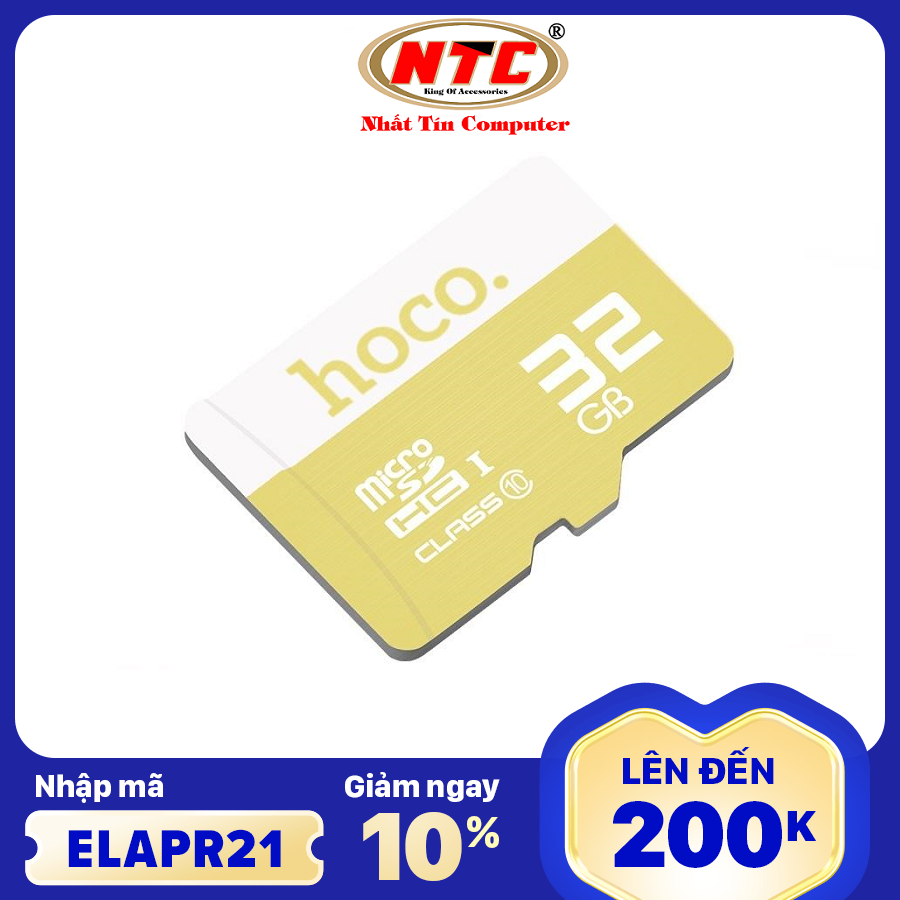Thẻ nhớ microSDHC Hoco 32GB Class 10 90MB/s - Bảo hành 5 năm (Vàng) Hãng Phân Phối Chính Thức