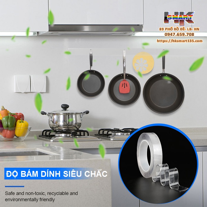 Băng keo 2 mặt đa năng trong suốt cuộn 5m - 3m dán trên mọi bề mặt siêu chắc chắn