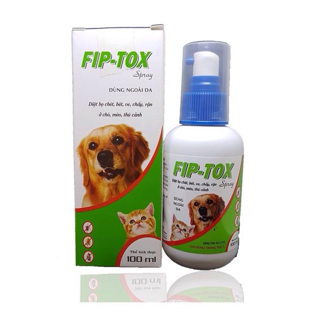 Chai xịt ve rận chó mèo cao cấp Fip Tox chai 100 ml đặc trị ve rận bọ chét ở chó mèo