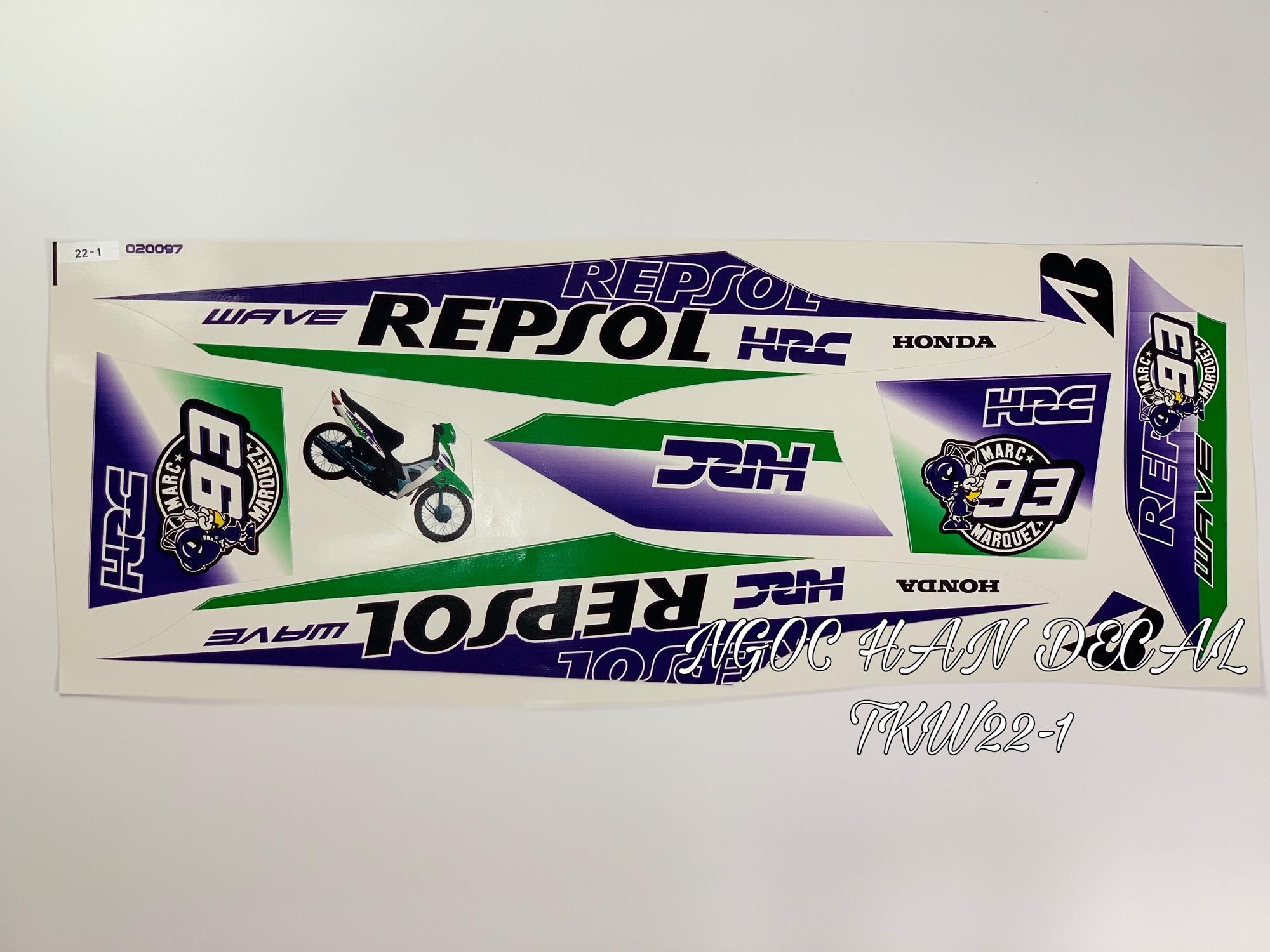 [HCM]Tem chế nguyên bộ Repsol màu xanh lá cây cho xe Wave alpha -- NGỌC HÂN DECAL