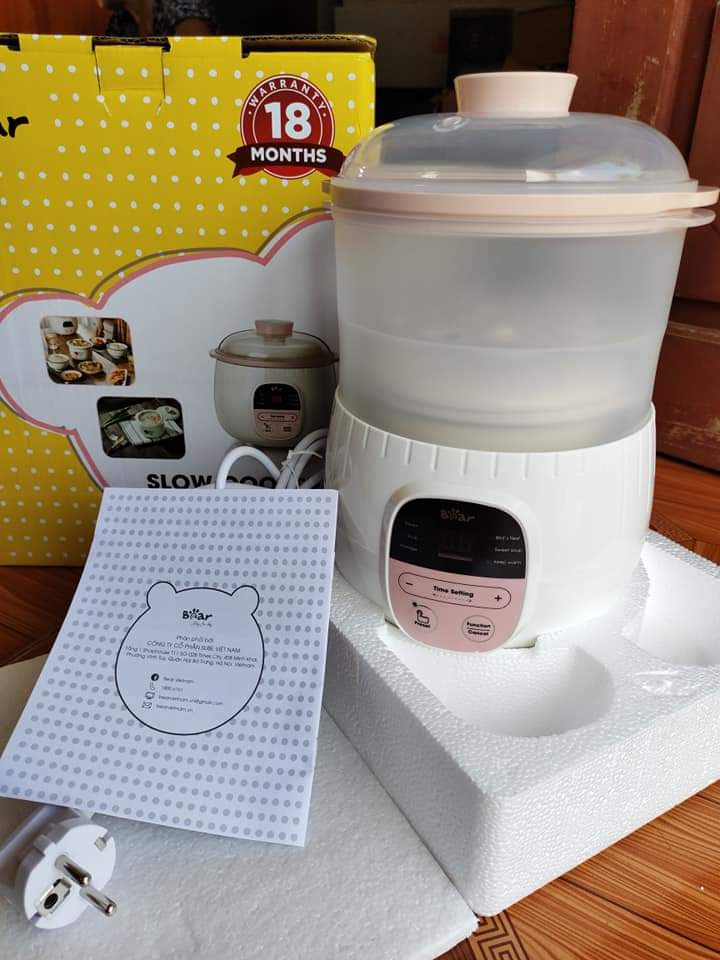 Bộ nồi nấu cháo chậm bear 0,8l