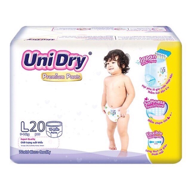 [Hoả Tốc] Tã Quần Cao Cấp UniDry Premium L20 miếng du lịch