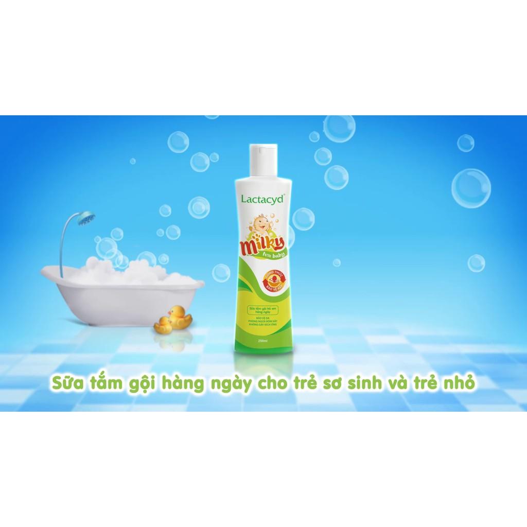 Sữa tắm gội cho bé Lactacyd Milky 250ml