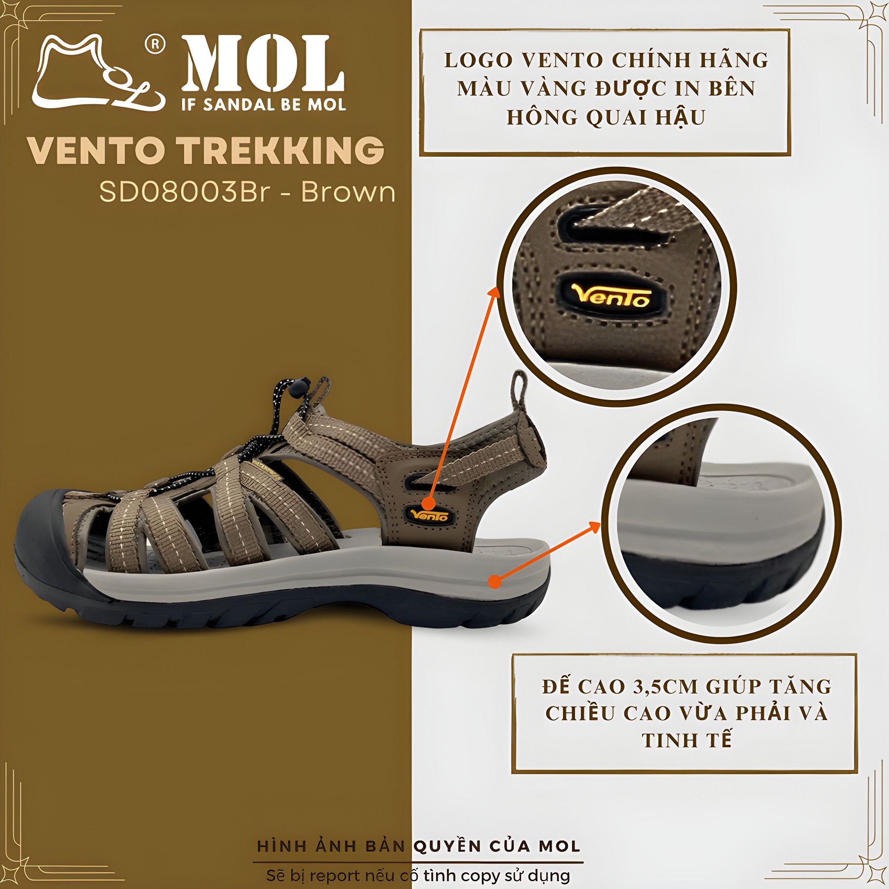 Giày sandal nam bít mũi Vento SD08003 có big size 44