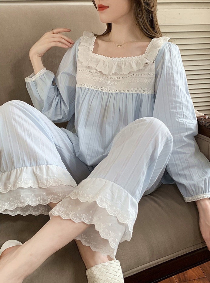 Set bộ mặc nhà phối ren tiểu thư quảng châu