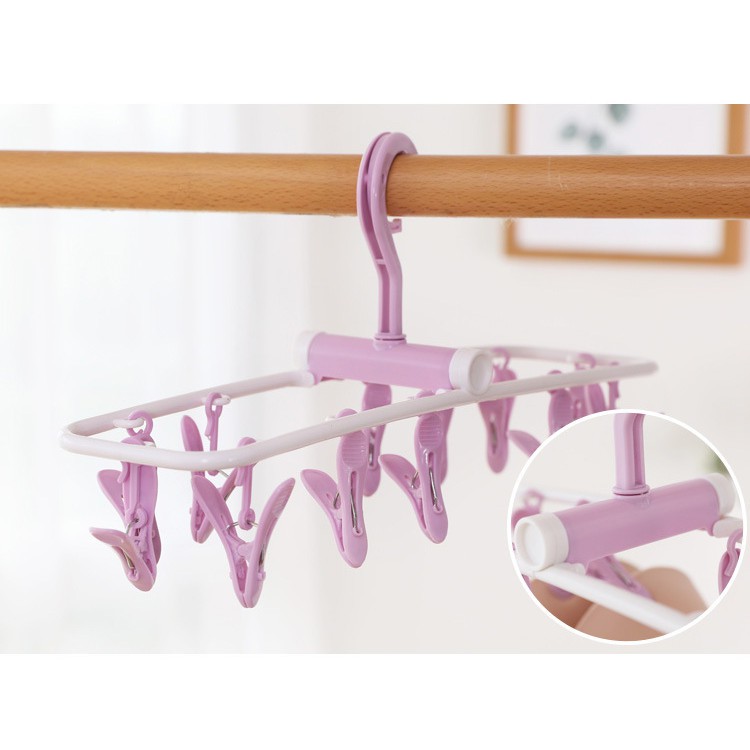 Móc chùm 12 kẹp phơi quần áo , đồ baby, tã lót, tất gấp gọn