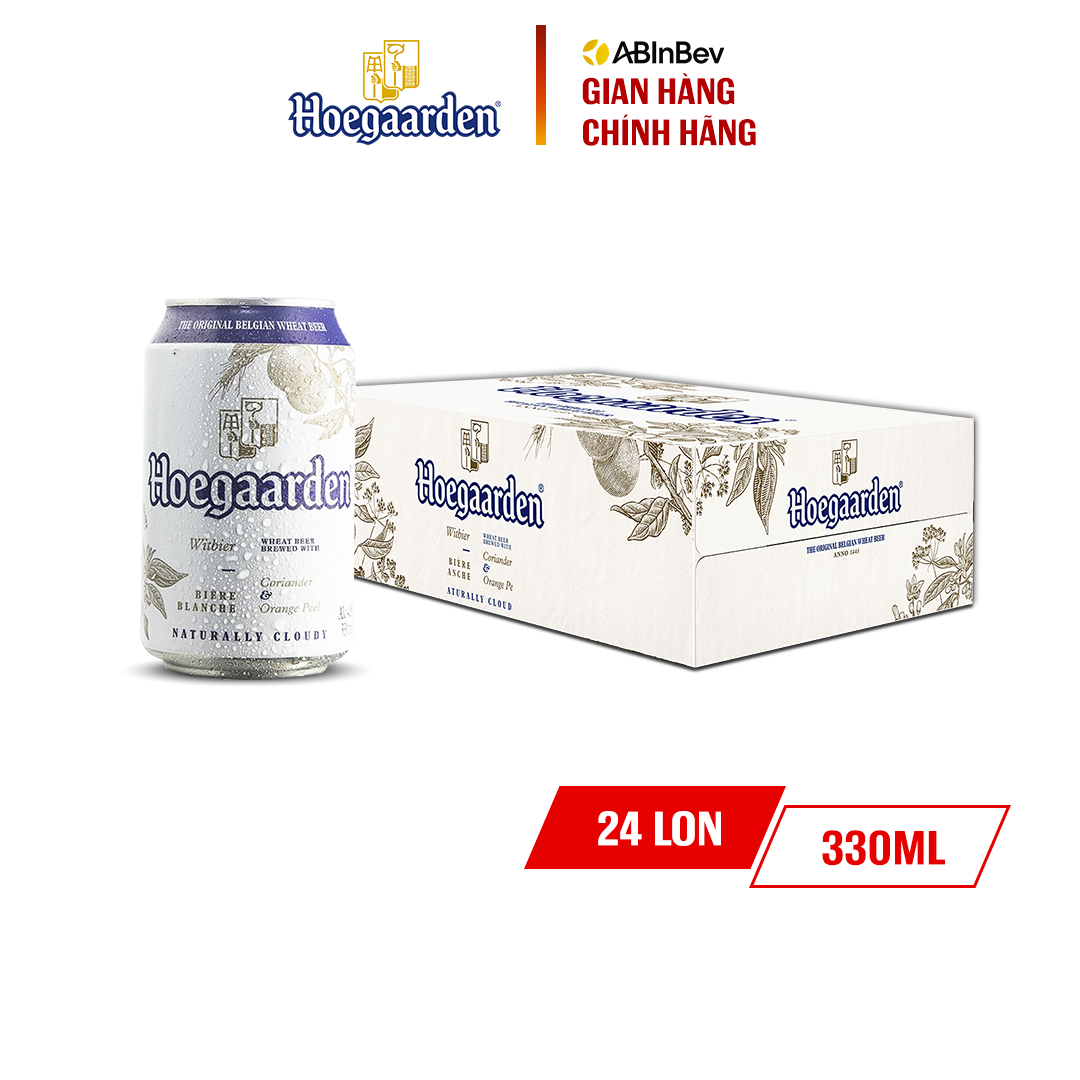 [25.11 - 29.11 VC ĐẾN 100K+FS] Thùng 24 lon bia Hoegaarden White (330ml/lon) [Date 04/2025]