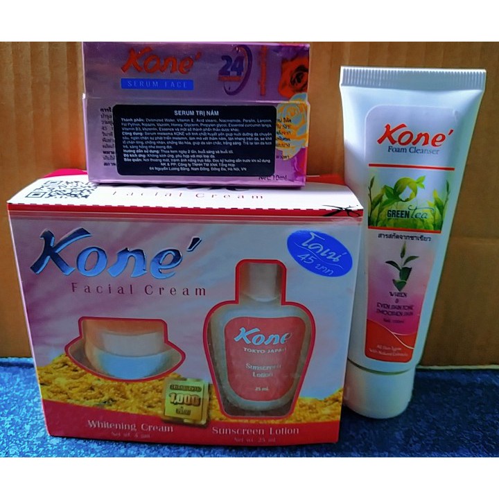 combo kone mụn thái lan ( kem + sữa rửa mặt + serum )