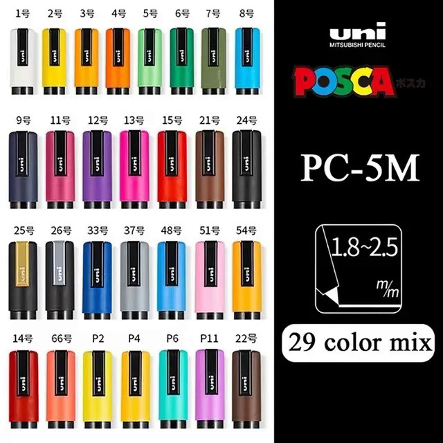 Nhật bản uni posca sơn bút đánh dấu bộ, pc-1m ,pc-3m ,pc-5m,pc-8k,pc-17k, 7 8 12 15 21 24 28 29 màu sắc thiết lập, không độc hại nước dựa trên