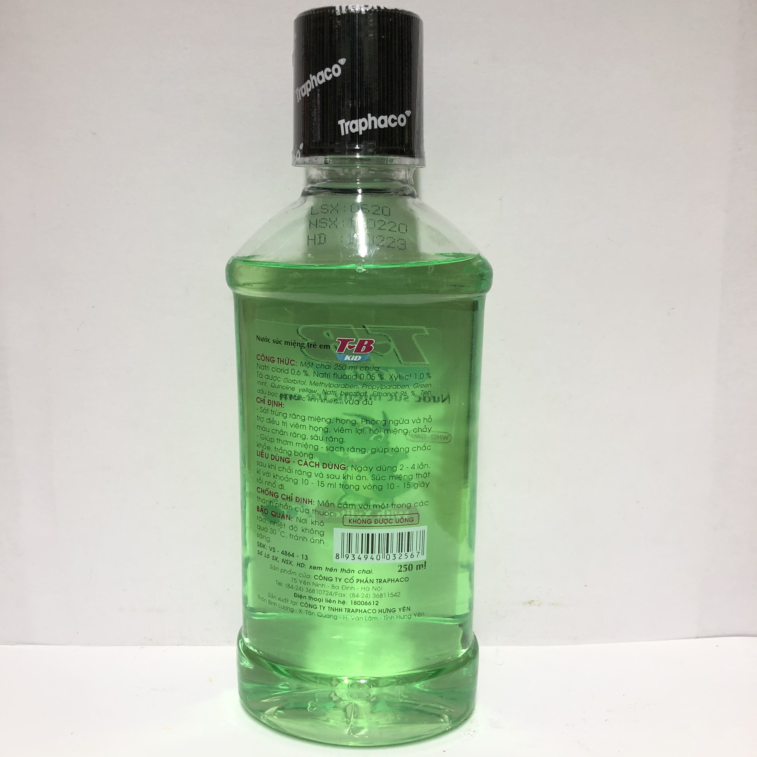 Nước súc miệng TB Kid Trẻ em chai 250ml