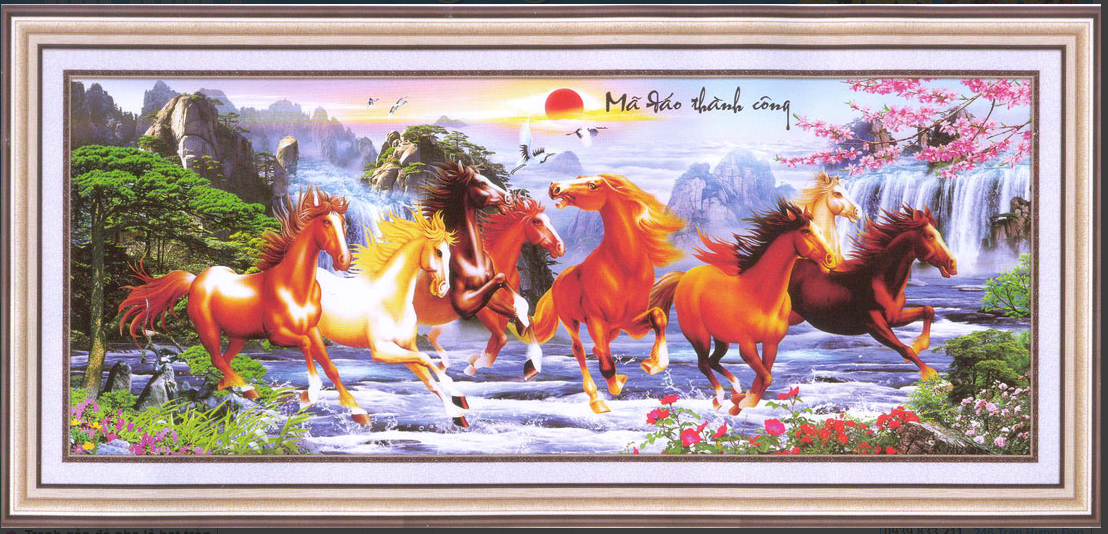 Tranh thêu chữ thập 3d mã đáo thành công 223049 kt:144x61cm