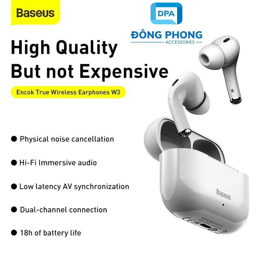 Tai Nghe Bluetooth Baseus Encok W3 True Wireless Chính Hãng ( Bluetooth 5.0, IP55, Noise reduction )