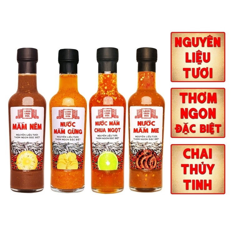 [combo 4 chai] nước chấm pha sẵn (mắm nêm, nước mắm chua ngọt, nước mắm gừng, nước mắm me) chai 300g