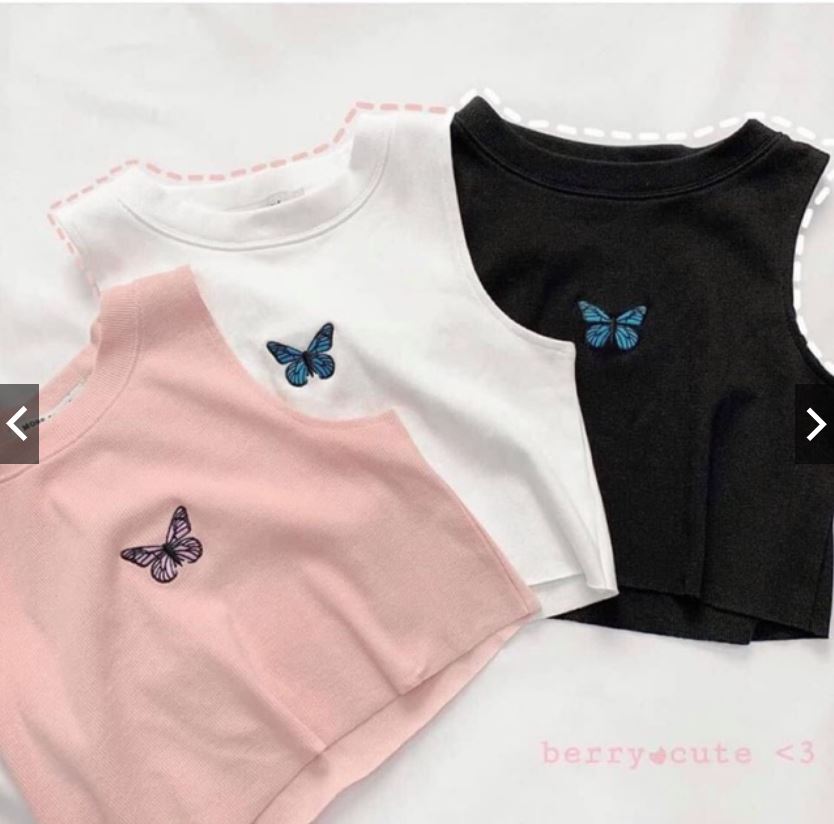 Áo 3 lỗ crotop in hình bướm
