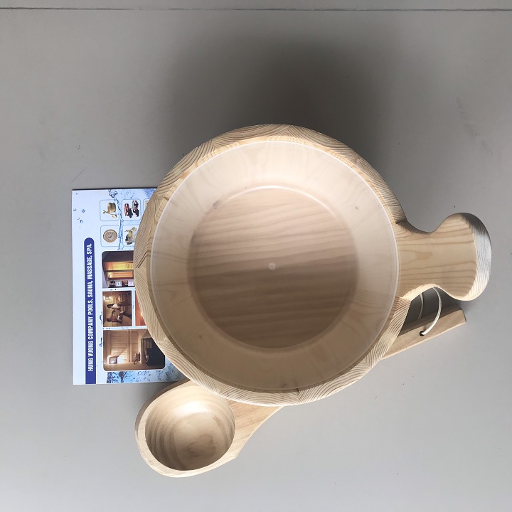 Xô muôi gáo gỗ cho phòng xông hơi