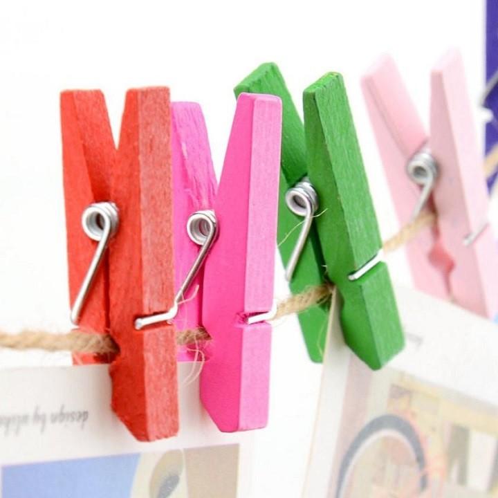 Set 20 kẹp gỗ và 2m dây treo ảnh