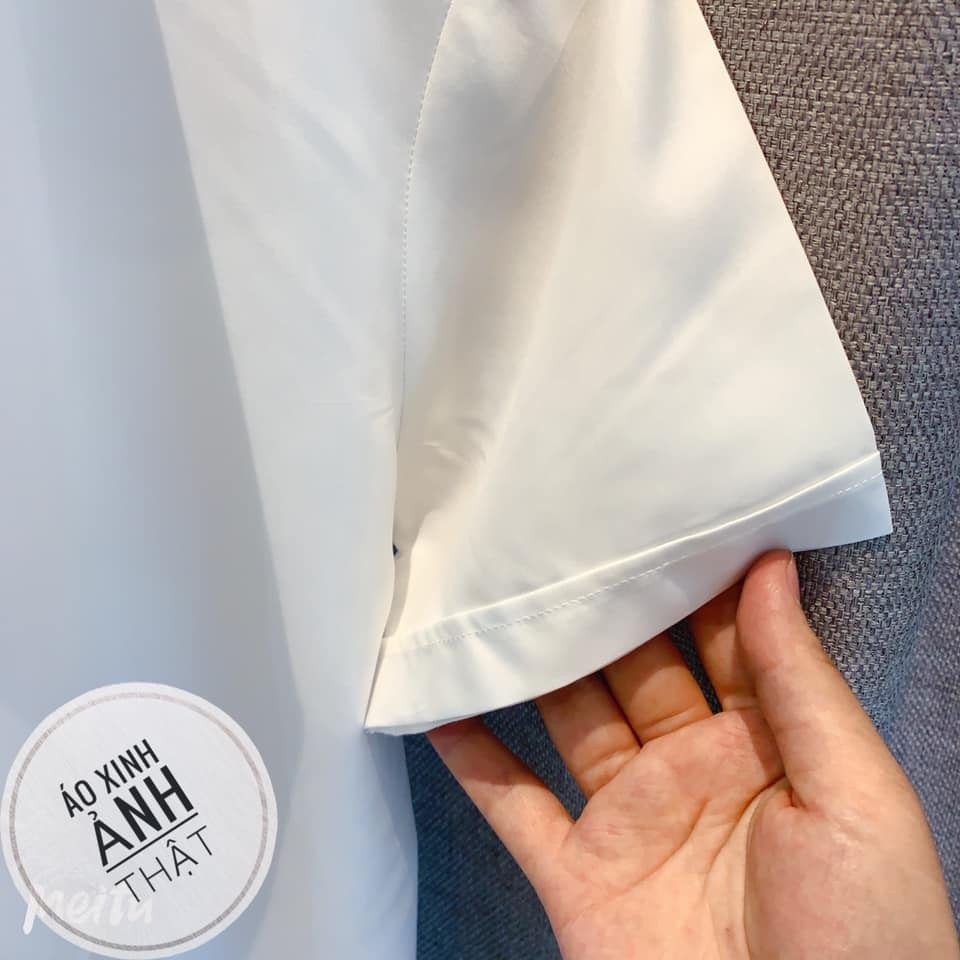 Áo sơ mi trắng côc tay chất lụa