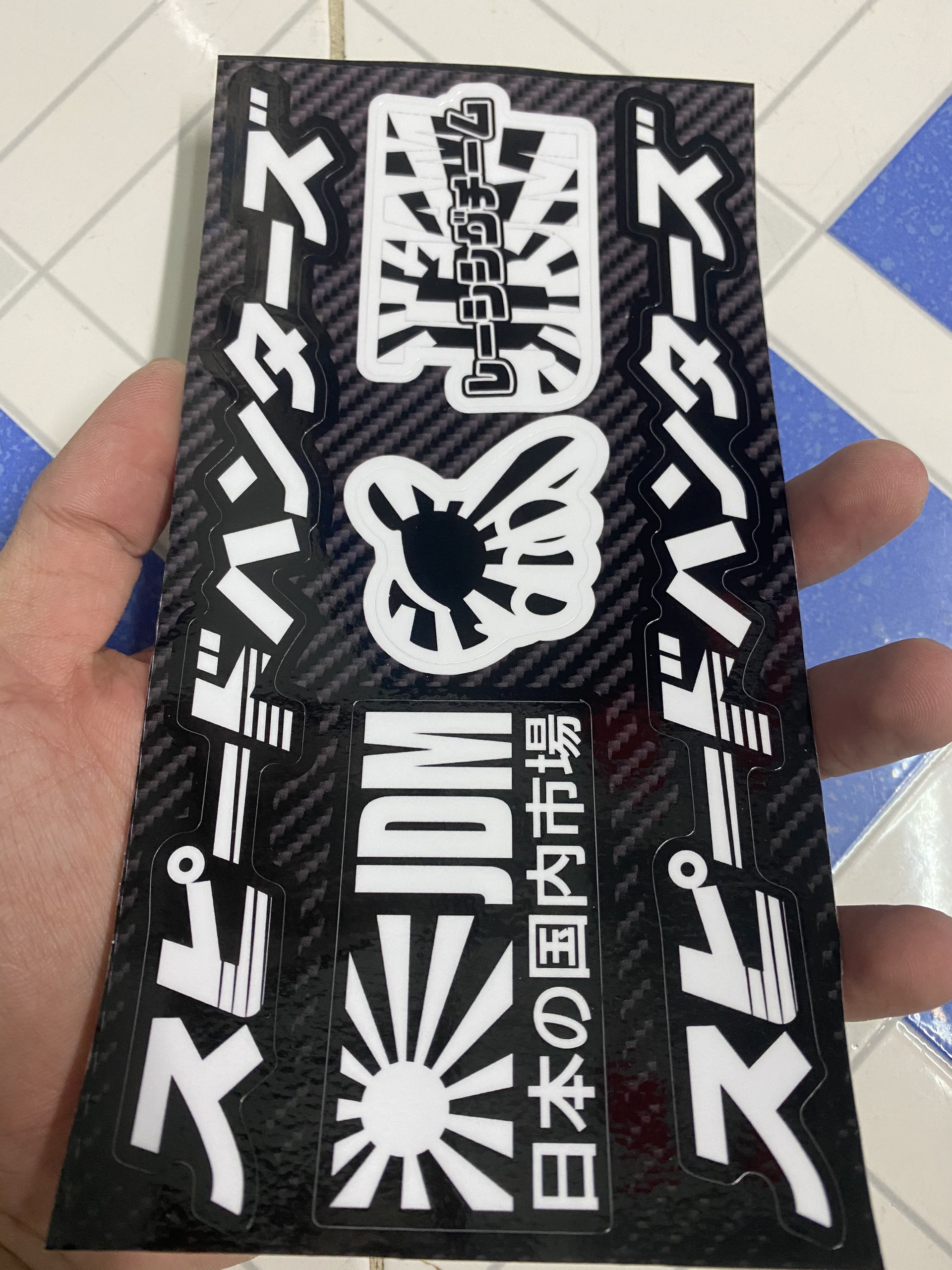SÉT TEM LOGO TIẾNG NHẬT CẮT TRẮNG 10X19 CM