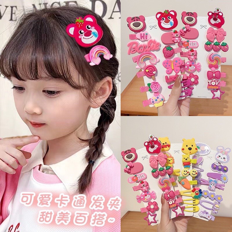 Vỉ 14c cặp tóc , kẹp tóc gấu lotso cho bé dễ thương