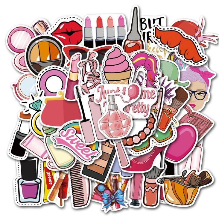 [HCM]Sticker PHONG CÁCH CÔ GÁI nhựa PVC không thấm nước dán nón bảo hiểm laptop điện thoại Vali xe Cực COOL #13