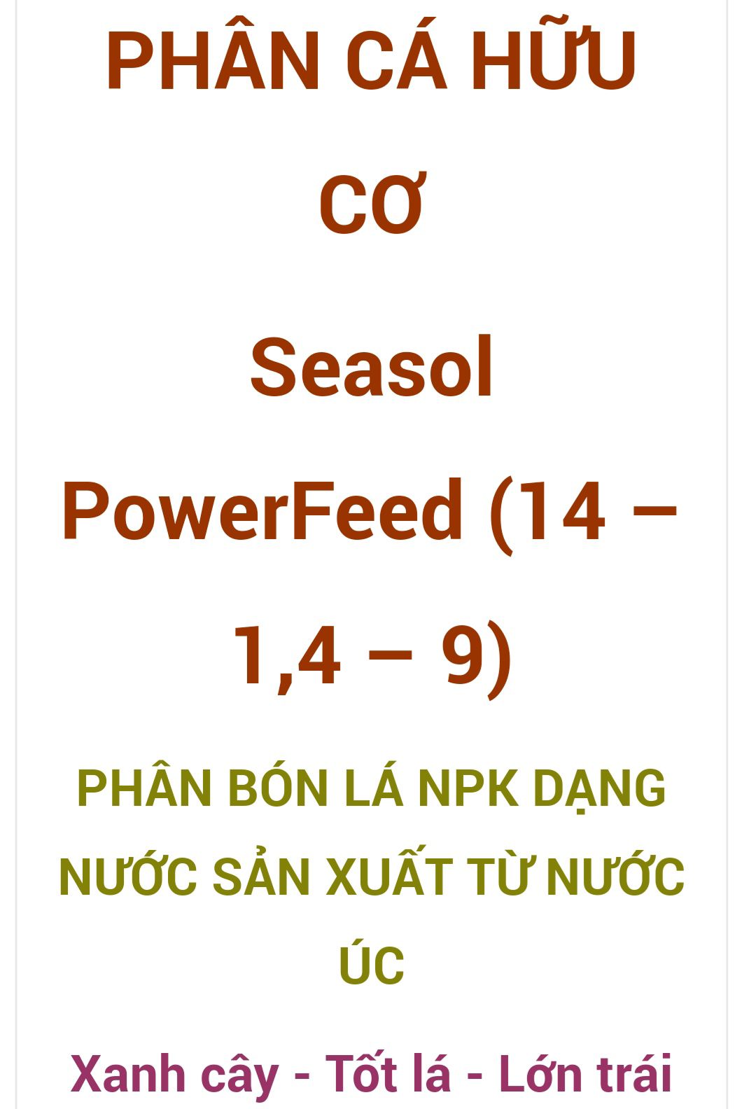 Phân đạm cá cao cấp Power feed 14-14-9 nhập khẩu Australia 250ml