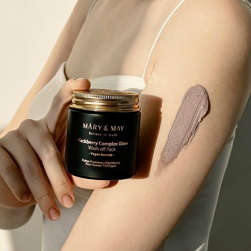 [Hàng có sẵn] Mặt nạ đất sét thuần chay Mary&May Blackberry Complex Glow Wash off Pack [Glow Beauty]