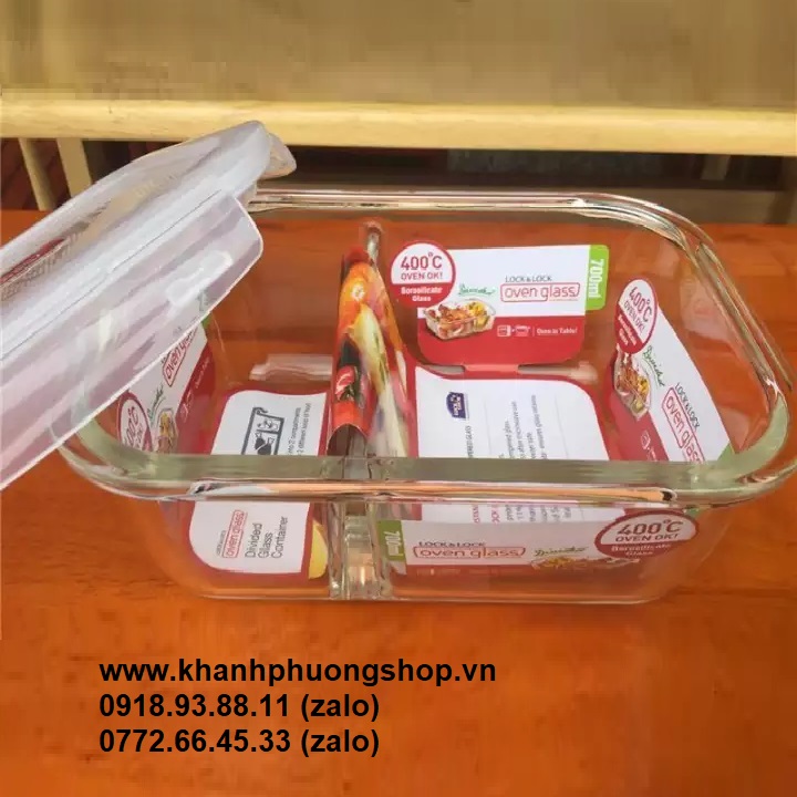 [HCM]hộp thủy tinh lock&lock 2 ngăn - hộp thủy tinh