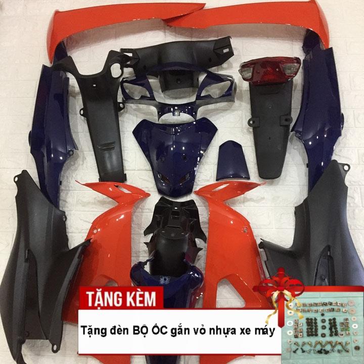 [TẶNG TEM] Dàn áo xe Wave RS - Wave Alpha đời mới - Wave S100, nhựa nguyên sinh ABS màu CAM DƯƠNG - có MIỄN PHÍ BỘ TEM xịn - k bay màu.