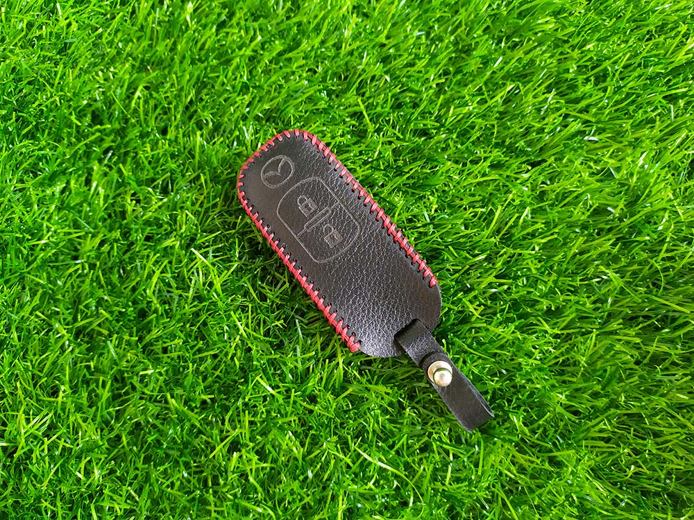 Bao da 2 nút chìa khóa smartkey xe hơi Mazda CX-5 (Màu nâu)