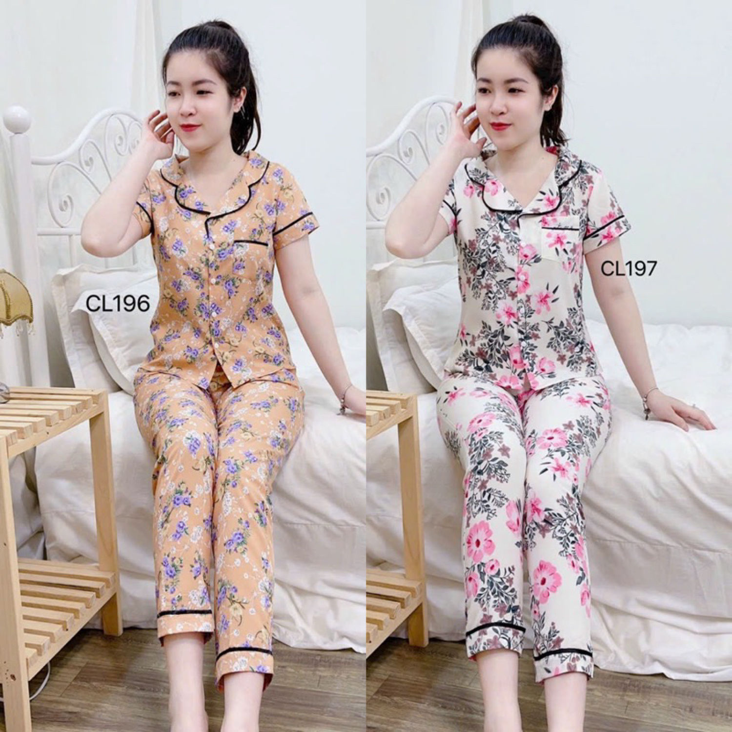 BỘ PIZAMA CỘC TAY LỤA THÁI CAO CẤP CLOVER